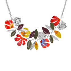 Taratata Bornéo Collier - große Damen Halskette Blumen handgemalt
