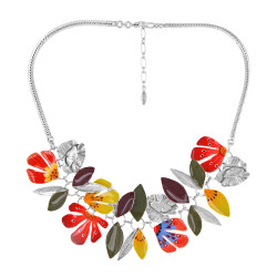 Taratata Bornéo Collier - große Damen Halskette Blumen handgemalt