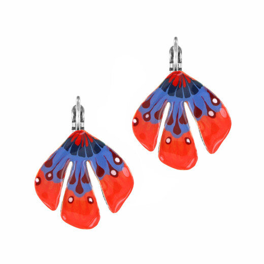 Taratata Bornéo Ohrhänger Orange-Blau - Filigrane Blüten Ohrringe