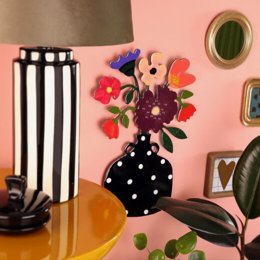 Taratata Wandschmuck Blumen in schwarzer Vase - Florales Wandobjekt