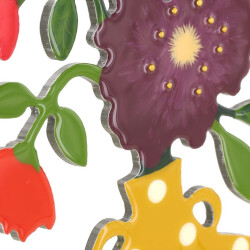 Taratata Wandschmuck Blumen mit gelber Vasen - Handgemalte Wanddeko