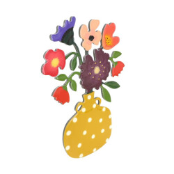 Taratata Wandschmuck Blumen mit gelber Vasen - Handgemalte Wanddeko