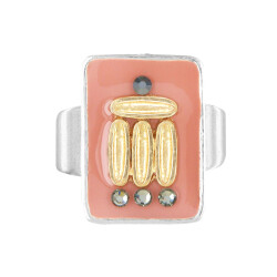 Taratata Ikat Ring Rosé - Eckiger Ring in zartem Rosa