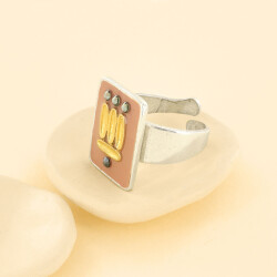 Taratata Ikat Ring Rosé - Eckiger Ring in zartem Rosa