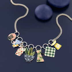 Taratata Chicorée Kette - Vintage Küchen Schmuck mit Miniatur Anhängern
