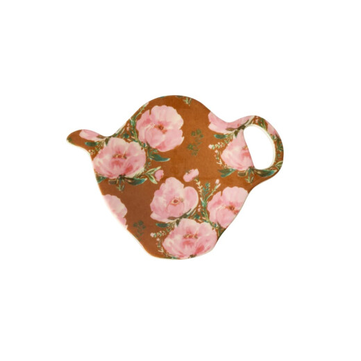 Floral Fiesta Rosa | Melamin Teebeutelhalter | Rosa | Rice - süßer Teebeutelteller mit floralem Muster