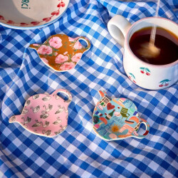 Floral Fiesta Rosa | Melamin Teebeutelhalter | Rosa | Rice - süßer Teebeutelteller mit floralem Muster