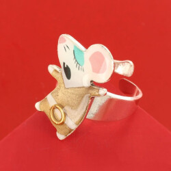 Taratata Disco Ring - Maus in goldenem Jumpsuit