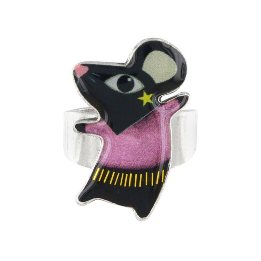 Taratata Disco Ring - Maus in Schwarz, Lila und Gold