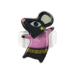 Taratata Disco Ring - Maus in Schwarz, Lila und Gold