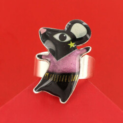 Taratata Disco Ring - Maus in Schwarz, Lila und Gold