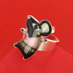 Taratata Disco Ring - Maus in Schwarz, Lila und Gold