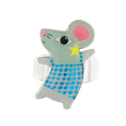 Taratata Disco Ring - graue Maus mit blauem Netzhemd