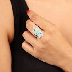 Taratata Disco Ring - graue Maus mit blauem Netzhemd