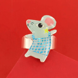 Taratata Disco Ring - graue Maus mit blauem Netzhemd