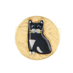 Taratata Fluffy Ring - runder Ring mit schwarzer Katze und weißem Latz